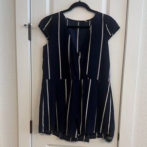 Navy and White Striped Romper